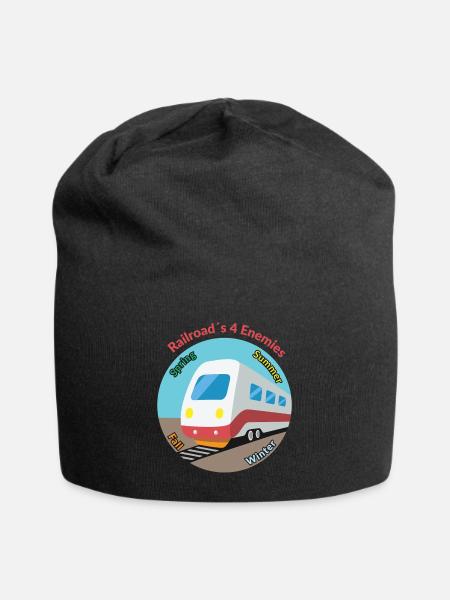 Vier Jahreszeiten Zug Motiv, immer unpünktlich - Jersey-Beanie - Schwarz