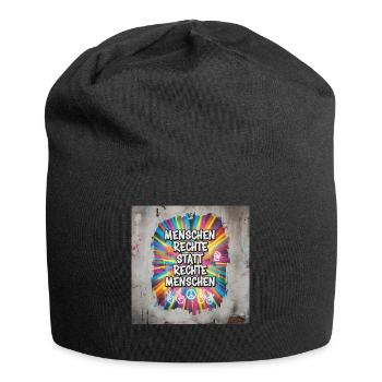 Human Rights Instead of Right-Wing People Statement - Jersey Beanie - black - Front