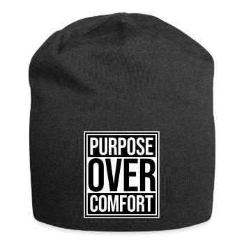 Purpose Over Comfort Motivation Mindset Growth - Jersey Beanie - charcoal grey - Front