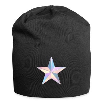 Pastell-Irideszierter Stern - Jersey-Beanie - Schwarz - Vorne