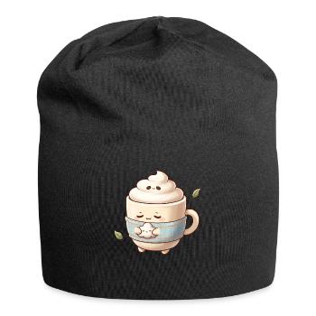 Kuschelige Wolkenkaffee Becher - Jersey-Beanie - Schwarz - Vorne