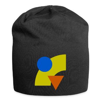 Geometrische Farbkonstellation - Jersey-Beanie - Schwarz - Vorne