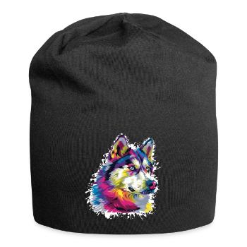 Art animalier de loup - Bonnet en jersey - noir - Devant