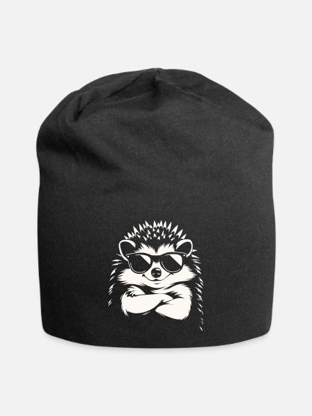 Cooler Igel mit Sonnenbrille | Lustiges Tier Motiv - Jersey-Beanie - Schwarz