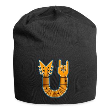 U-Shape Guitar & Rock Hand - Jersey-Beanie - Schwarz - Vorne