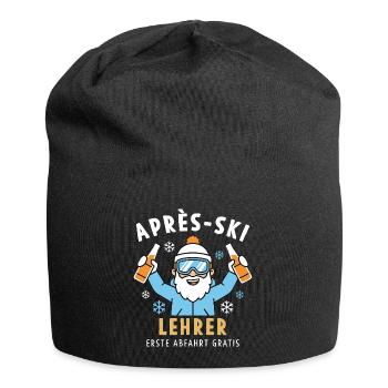 Après-Ski Lehrer Lustig - Erste Abfahrt Gratis - Jersey-Beanie - Schwarz - Vorne