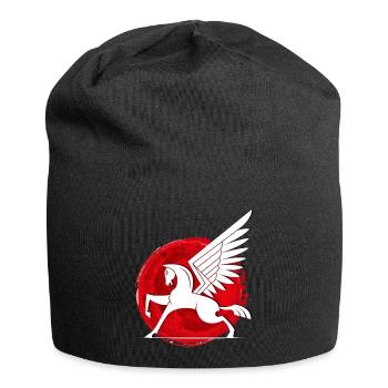 Pegasus im Roten Kreis Pferd schimmel reiten Sage - Jersey-Beanie - Schwarz - Vorne