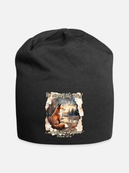 Christliches Zitat Bibelvers Fuchs - Jersey-Beanie - Schwarz