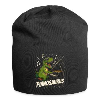 Spaßiger Pianist-Dinosaurier - Jersey-Beanie - Schwarz - Vorne
