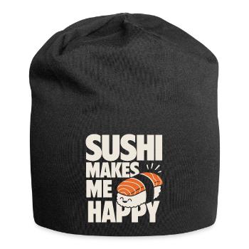 Sushi Makes Me Happy Cute Sushi - Jersey Beanie - black - Front