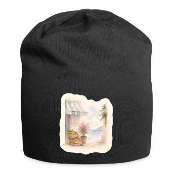 Zitronen am Meer – Markt des Südens - Jersey-Beanie - Schwarz - Vorne