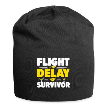 Flight Delay Survivor Travel Saying Vacationer - Jersey Beanie - black - Front