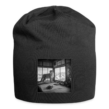 Snow Leopard Vintage Nature Leopard Animal Crime - Jersey Beanie - black - Front