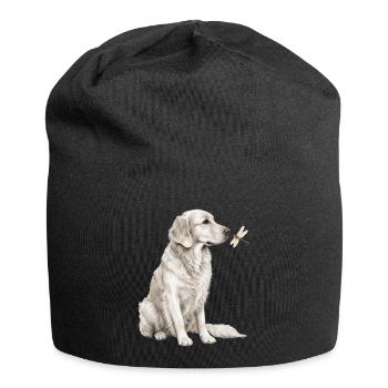 Motif de chien libellule Golden Retriever pour les amateurs de chiens - Bonnet en jersey - noir - Devant