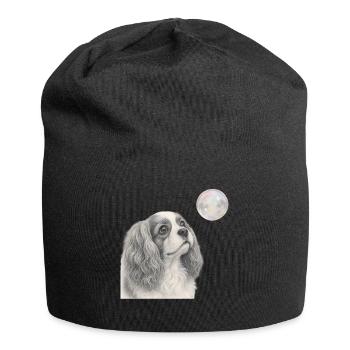 Motif rétro du chien Cavalier King Charles Spaniel - Bonnet en jersey - noir - Devant