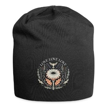 Love Love Love Blumen Spruch Retro T-Shirt - Jersey-Beanie - Schwarz - Vorne