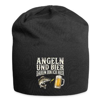 Zander Angeln Und Bier - Jersey-Beanie - Schwarz - Vorne