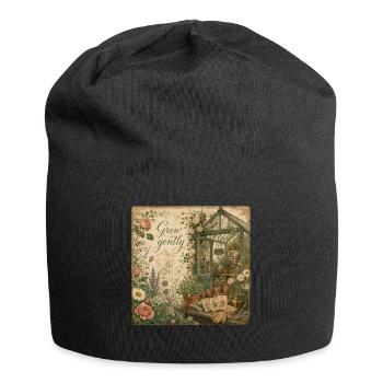 Grow Gently Vintage Poster Greenhouse Decoration Flowers - Jersey Beanie - black - Front