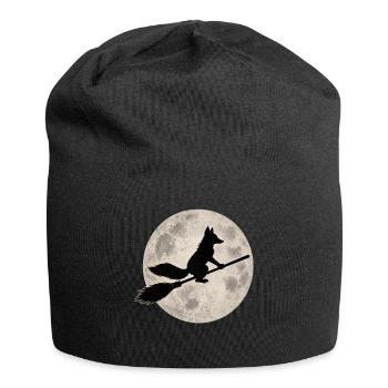 Halloween Fox Witch Vintage Full Moon Motif - Jersey Beanie - black - Front