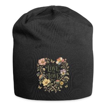 Love Is Love Floral Heart T-Shirt Pride Vintage - Jersey Beanie - black - Front