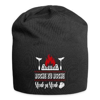 Asche zu Steak Grillsprüche BBQ Grillfest Schürze - Jersey-Beanie - Schwarz - Vorne