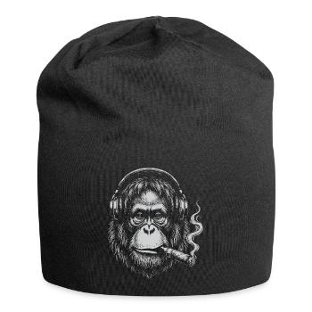 Kopfhörer-Orang-Utan Rauch-Zigarren-Tee - Jersey-Beanie - Schwarz - Vorne