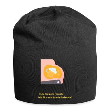 40. Lebensjahr erreicht und Waschbierbauch, lustig - Jersey-Beanie - Schwarz - Vorne