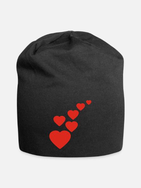 Herz - Jersey-Beanie - Schwarz