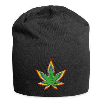 Hemp leaf rainbow colorful cannabis marijuana - Jersey Beanie - black - Front