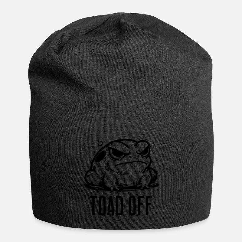 Vintage Frog Toad Meme Grumpy Frog Don't Toad Me - Jersey Beanie - black