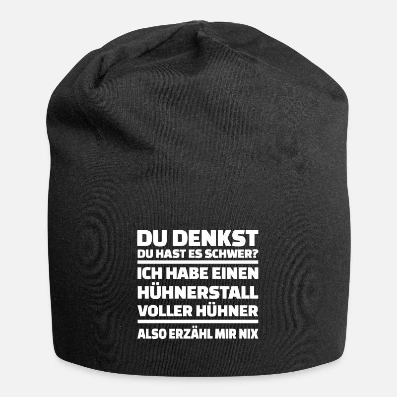 Huhn Hahn Henne Küken Hühnerstall Hühner Haushuhn - Jersey-Beanie - Schwarz