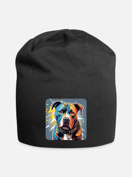 Cooler Pitbull Hund - Jersey-Beanie - Schwarz