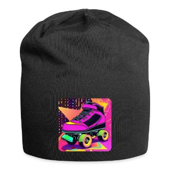 Patins à roulettes Disco colorés dans un style rétro - Bonnet en jersey - noir - Devant