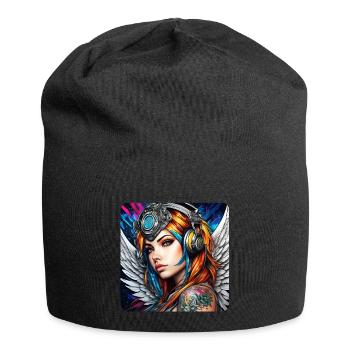 Ange cyberpunk cool avec des écouteurs - Bonnet en jersey - noir - Devant