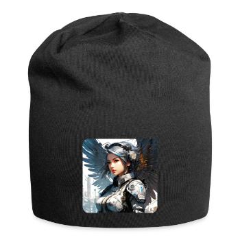 Ange cyberpunk cool avec des écouteurs - Bonnet en jersey - noir - Devant