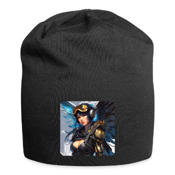 Ange cyberpunk cool avec des écouteurs - Bonnet en jersey - noir - Devant