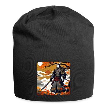 Stolzer Samurai Krieger mit Katana im Herbst - Jersey-Beanie - Schwarz - Vorne