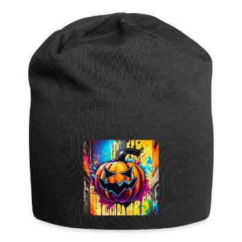 Tête de citrouille d’Halloween effrayante dans le Style Graffiti - Bonnet en jersey - noir - Devant