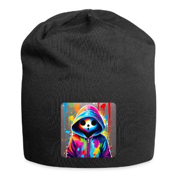 Fantôme effrayant dans le style graffiti du sweat à capuche - Bonnet en jersey - noir - Devant