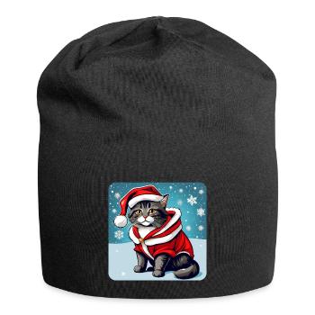 Chat mignon en costume de Noël - Bonnet en jersey - noir - Devant