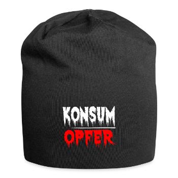 Konsumopfer Konsument Konsumieren Kaufsucht - Jersey-Beanie - Schwarz - Vorne
