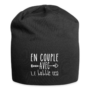 En Couple avec bubble tea, cadeau Fans bubble tea - Bonnet en jersey - noir - Devant