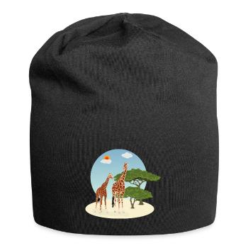Mother and baby giraffe - Jersey Beanie - black - Front