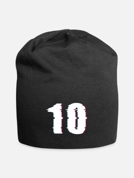 10 Zehn Zahl Effekt Verzerrt Nummer - Jersey-Beanie - Schwarz