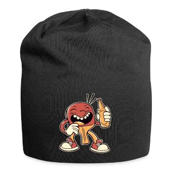 Batte de tennis de table avec bouteille de bière joue - Bonnet en jersey - noir - Devant