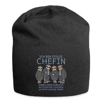 Stolze Chefin unglaublich fleißiges Team Faultiere - Jersey-Beanie - Schwarz - Vorne