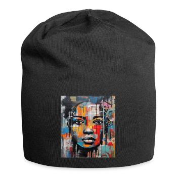 STREET ART WOMAN - Jersey Beanie - black - Front