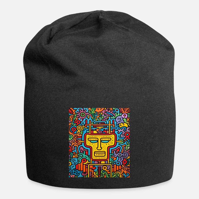 STREET ART SCHÄDEL - Jersey-Beanie - Schwarz