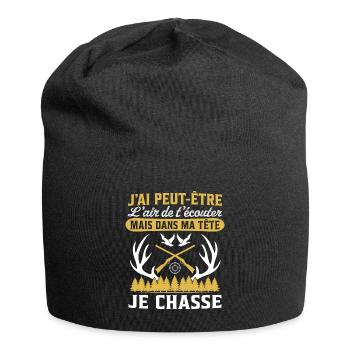 Dans ma tête je chasse - Bonnet en jersey - noir - Devant