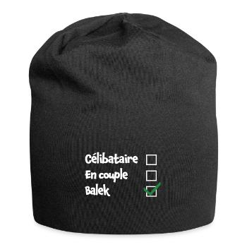 Célibataire - En couple - Balek V - Humour amour - Bonnet en jersey - noir - Devant